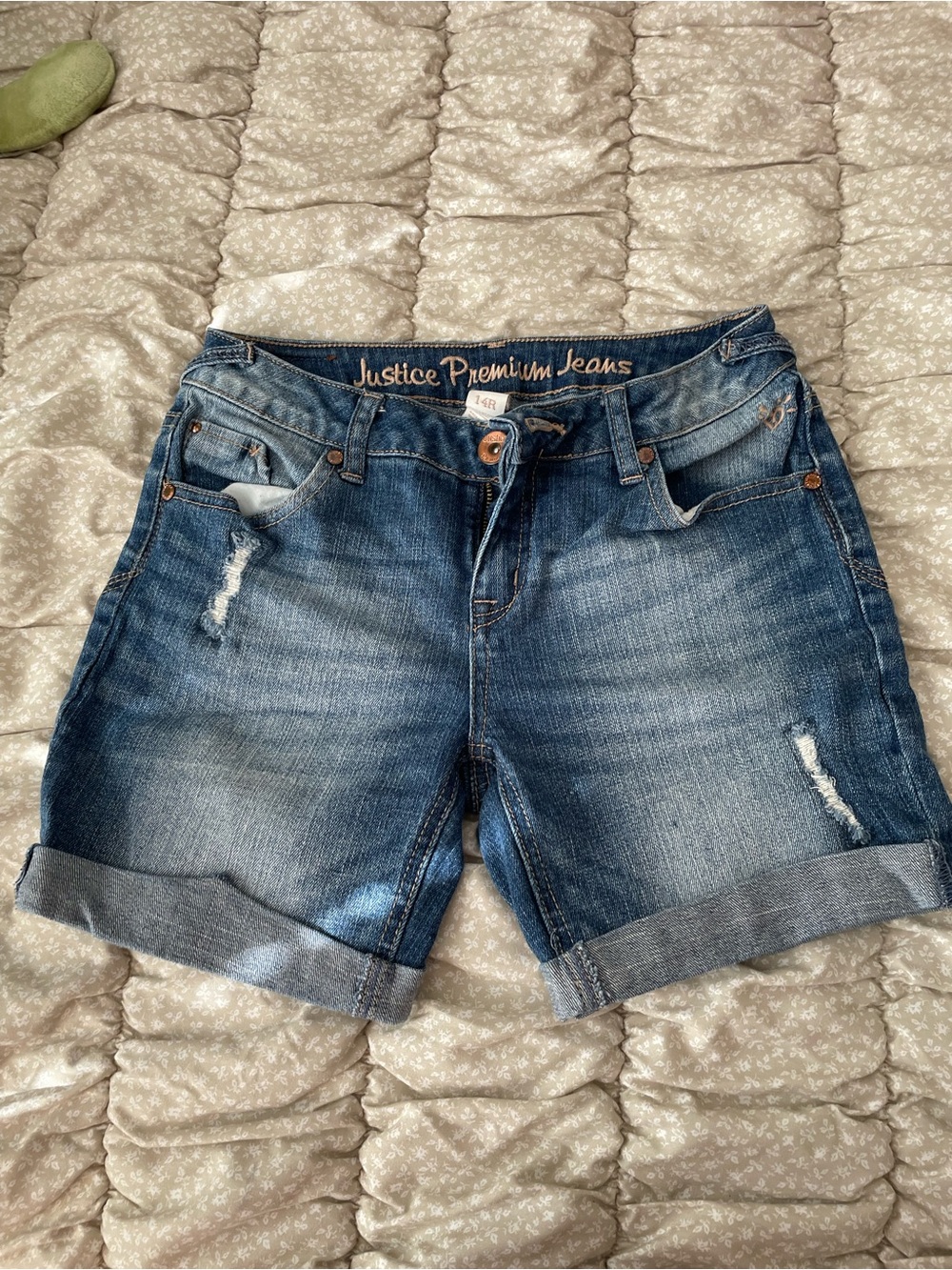 Girl’s Justice Dark Blue Denim Roll-Cuff  Shorts